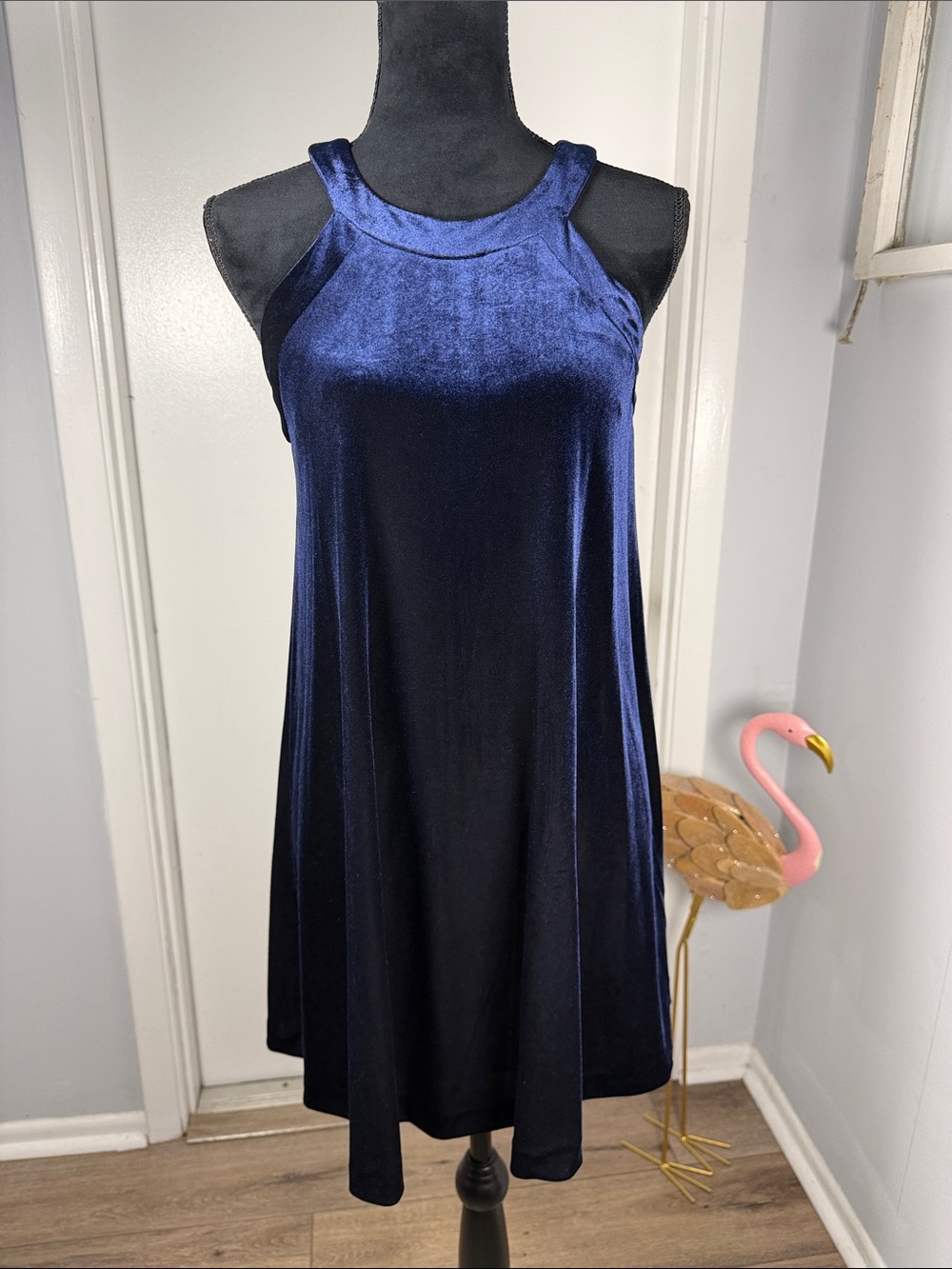 Betsey Johnson Navy Velvet Halter A-Line Dress
